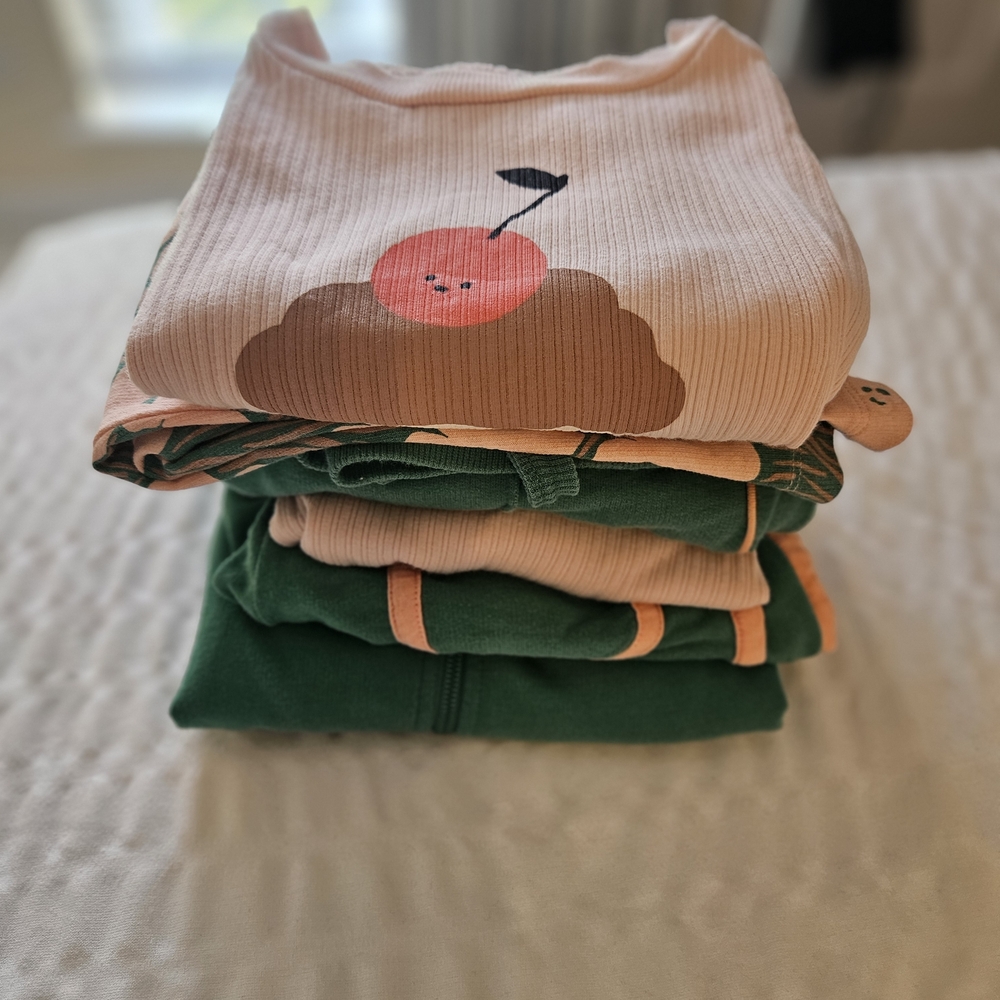 Adorable Kids 7 Pieces Matching Set in Pink and Green